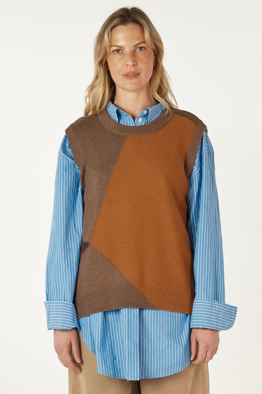 Zaket & Plover Diamond Dapper Vest - Bark