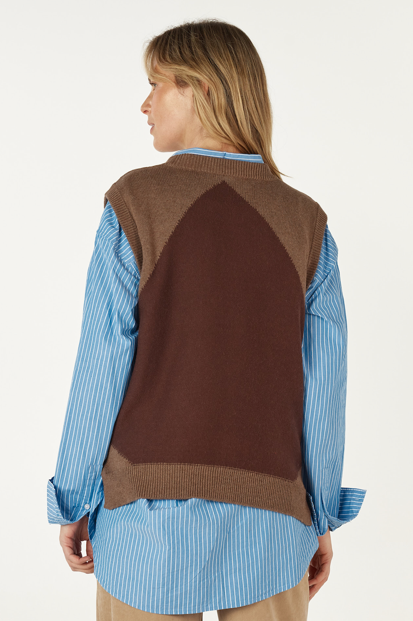 Zaket & Plover Diamond Dapper Vest - Bark