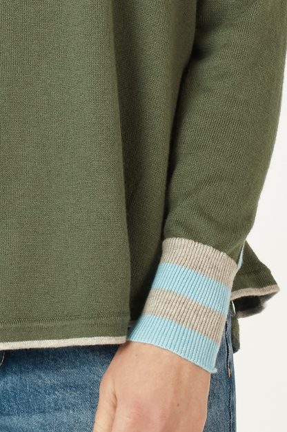 Zaket & Plover Birdseye Trim Jumper - Olive