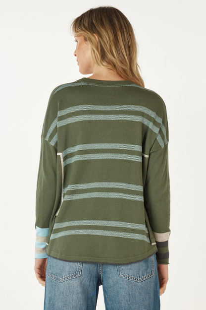 Zaket & Plover Birdseye Trim Jumper - Olive