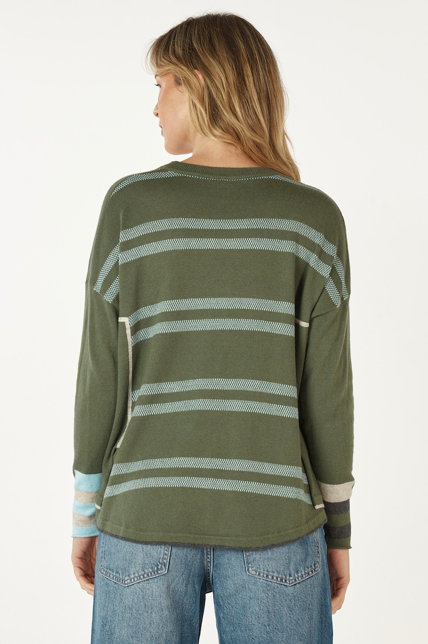 Zaket & Plover Birdseye Trim Jumper - Olive