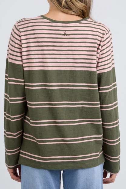 Elm Lexa Stripe L/S Tee - Clover/Pink