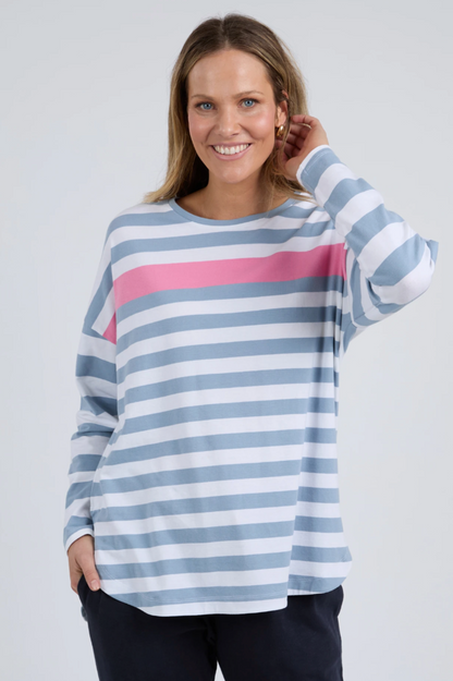 Elm Queue L/S Tee - Blue Stripe