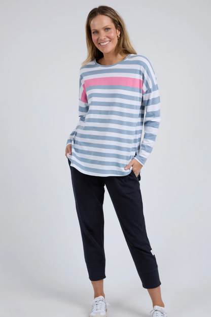 Elm Queue L/S Tee - Blue Stripe