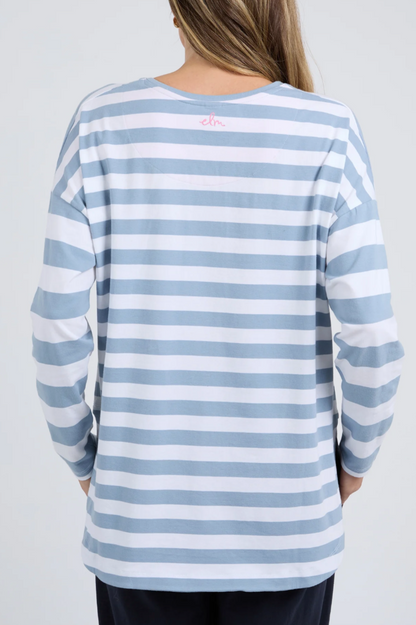 Elm Queue L/S Tee - Blue Stripe