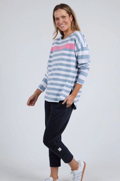 Elm Queue L/S Tee - Blue Stripe