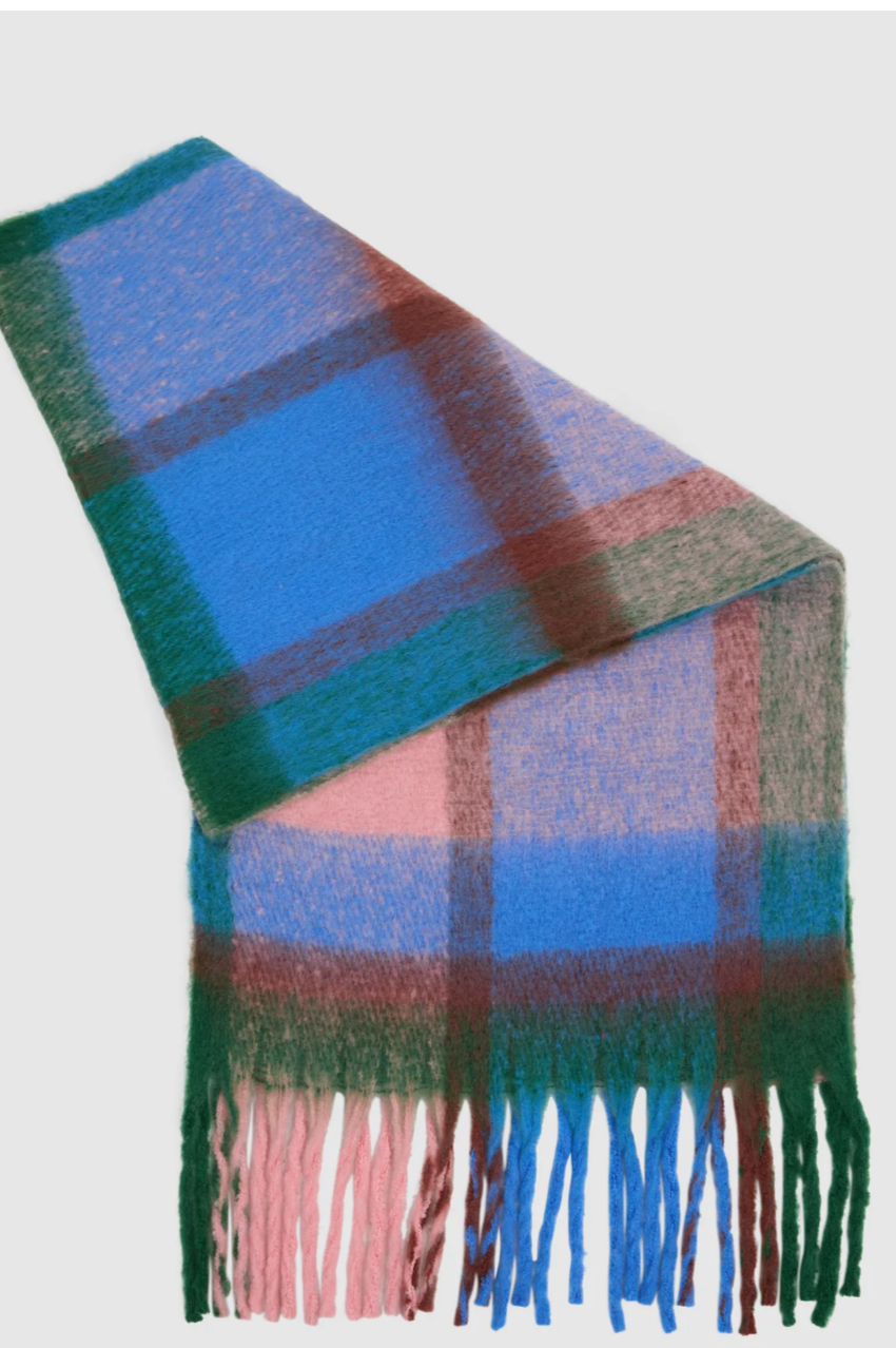Elm Ribbon Scarf - Pink/Blue/Green Check