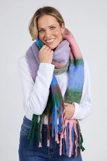 Elm Ribbon Scarf - Pink/Blue/Green Check