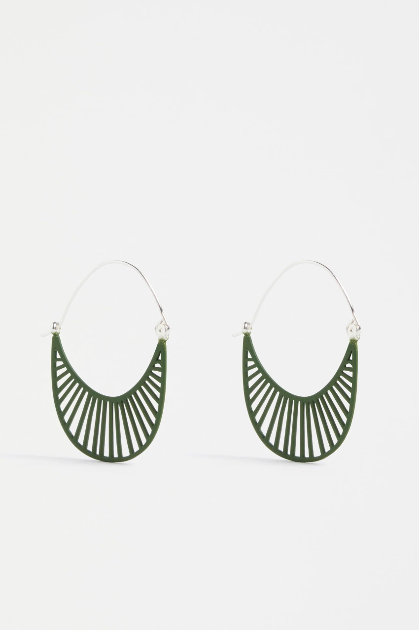 Elk Solsken Small Hoop Earring - Green Moss