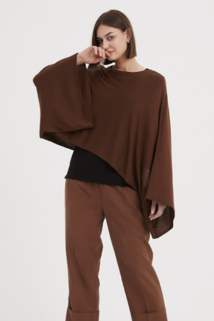 Oversized Knit Layer Top - Mocha