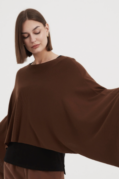 Oversized Knit Layer Top - Mocha