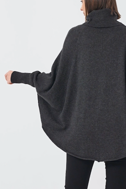 High Neck Oversized Knit - Charcoal