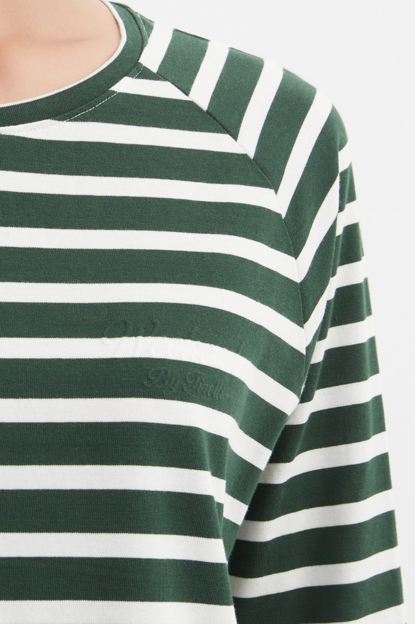 Stripe L/S Weekend Tshirt - Green/White