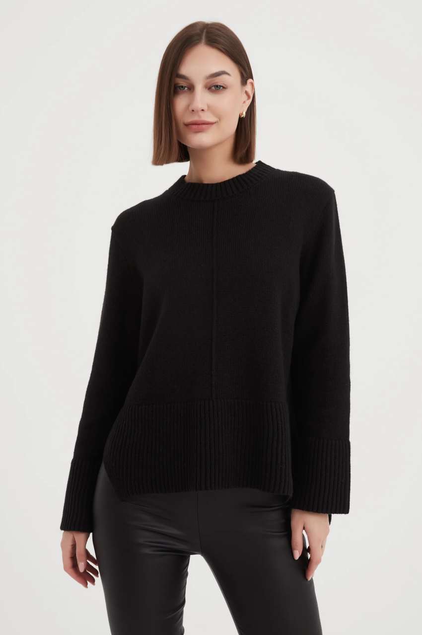 Deep Split Knit - Black