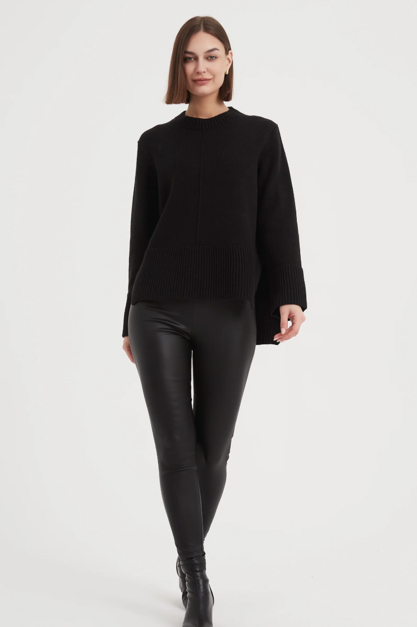 Deep Split Knit - Black