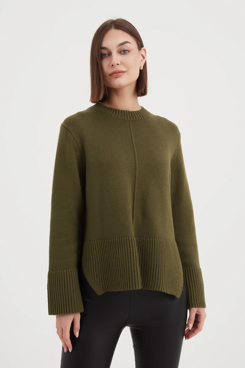 Deep Split Knit - Dark Moss