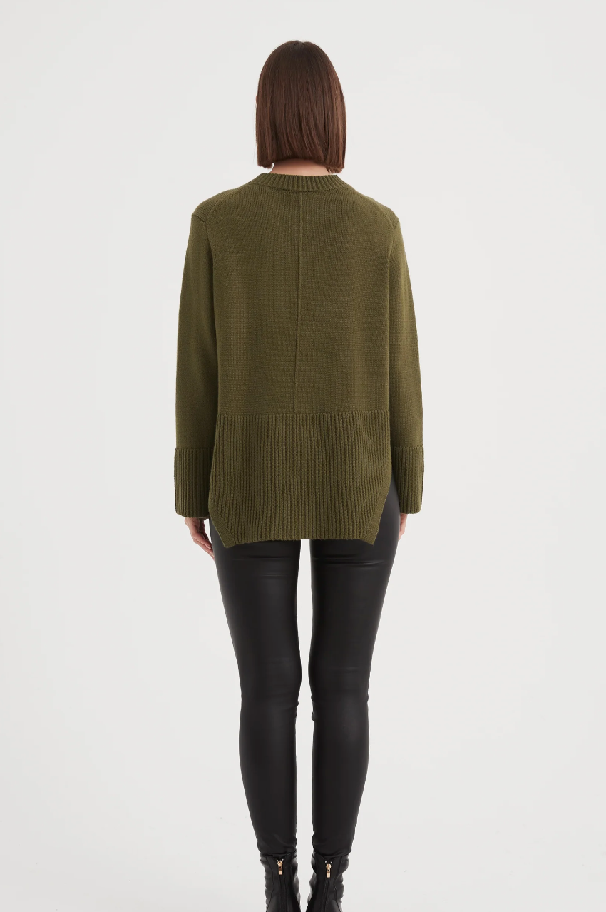 Deep Split Knit - Dark Moss