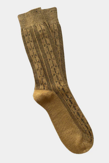 Chunky Cable Merino Socks - Mustard
