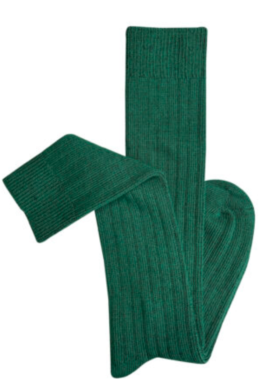 Long Rib Merino Socks - Green