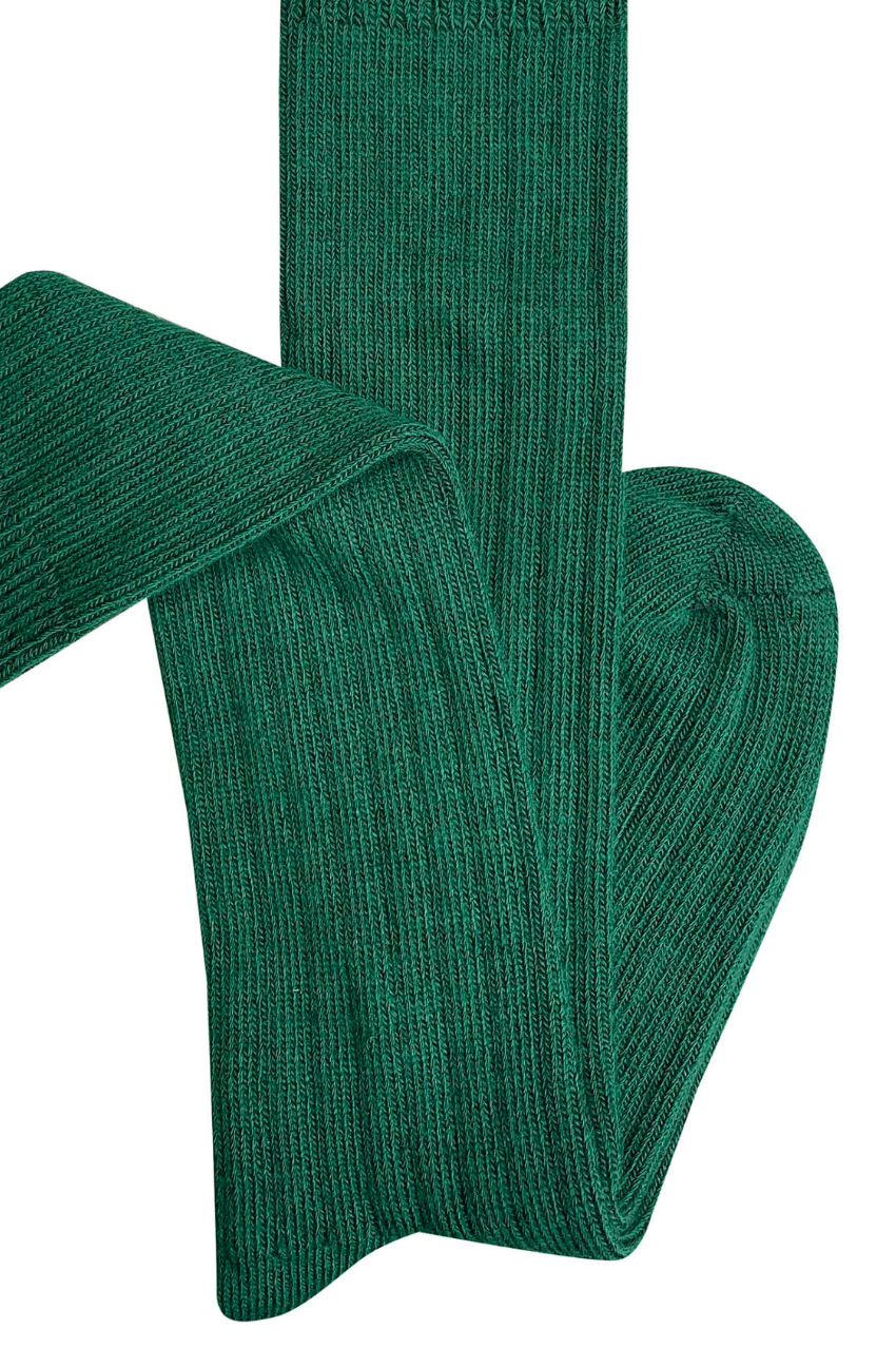 Long Rib Merino Socks - Green