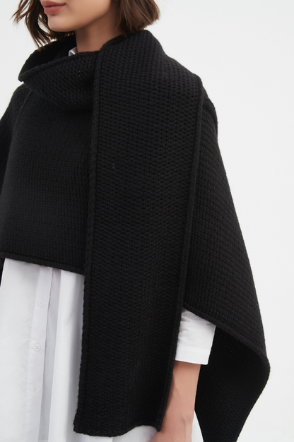 Asymmetric Wrap Knit - Black
