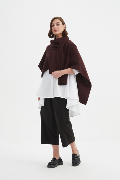 Asymmetric Wrap Knit - Aubergine