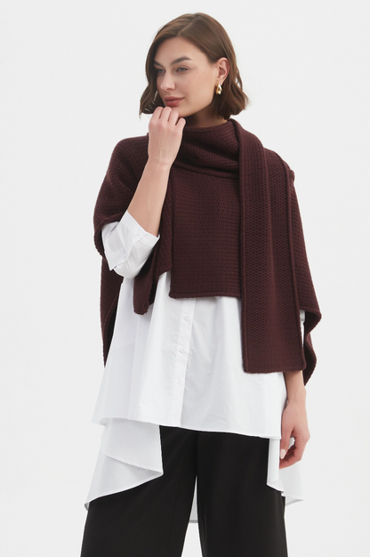 Asymmetric Wrap Knit - Aubergine