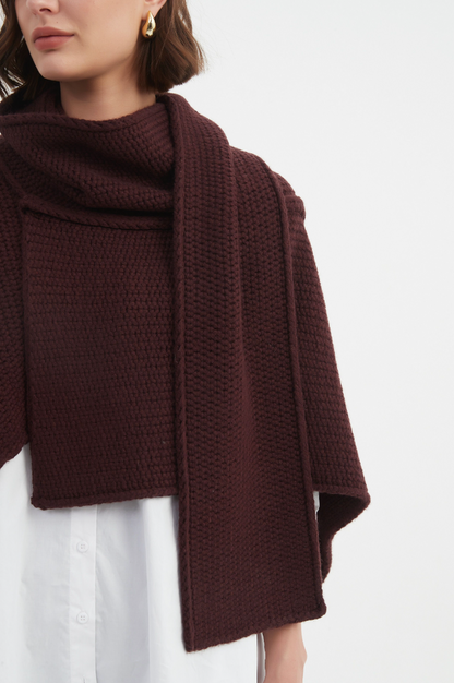 Asymmetric Wrap Knit - Aubergine