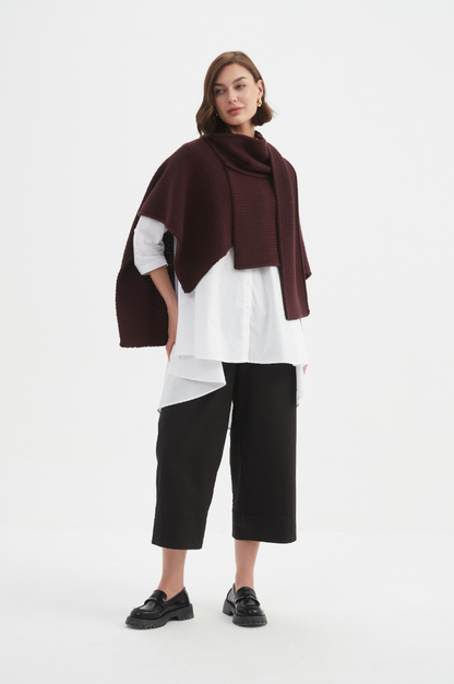 Asymmetric Wrap Knit - Aubergine