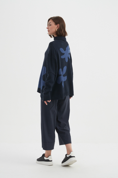 Splatter Print Knit - Navy/Denim
