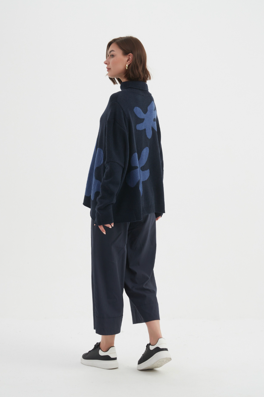 Splatter Print Knit - Navy/Denim