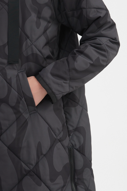 Zip Hem Winter Coat - Char/Blk Blot Print