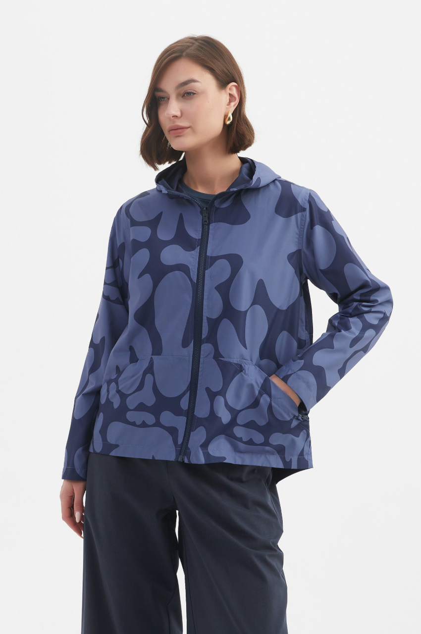 Reversible Print Windbreaker - Blue/Navy Blot Print