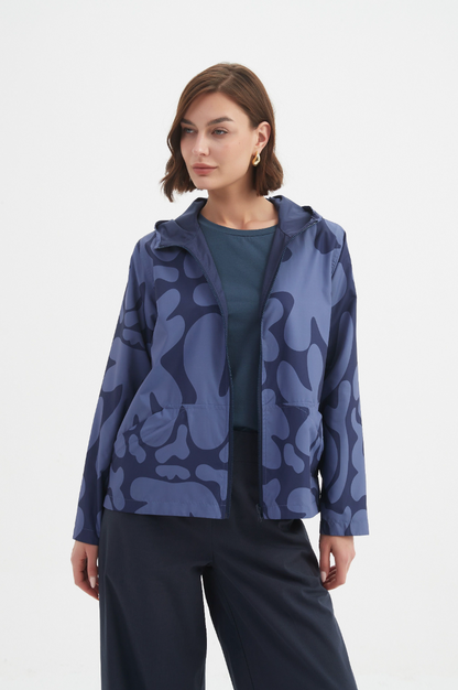 Reversible Print Windbreaker - Blue/Navy Blot Print