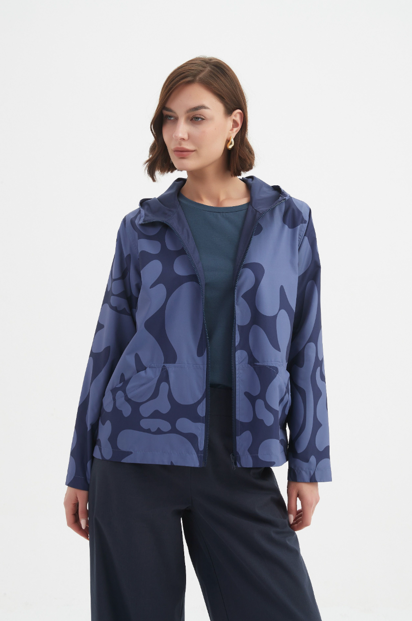 Reversible Print Windbreaker - Blue/Navy Blot Print