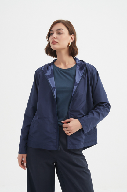 Reversible Print Windbreaker - Blue/Navy Blot Print