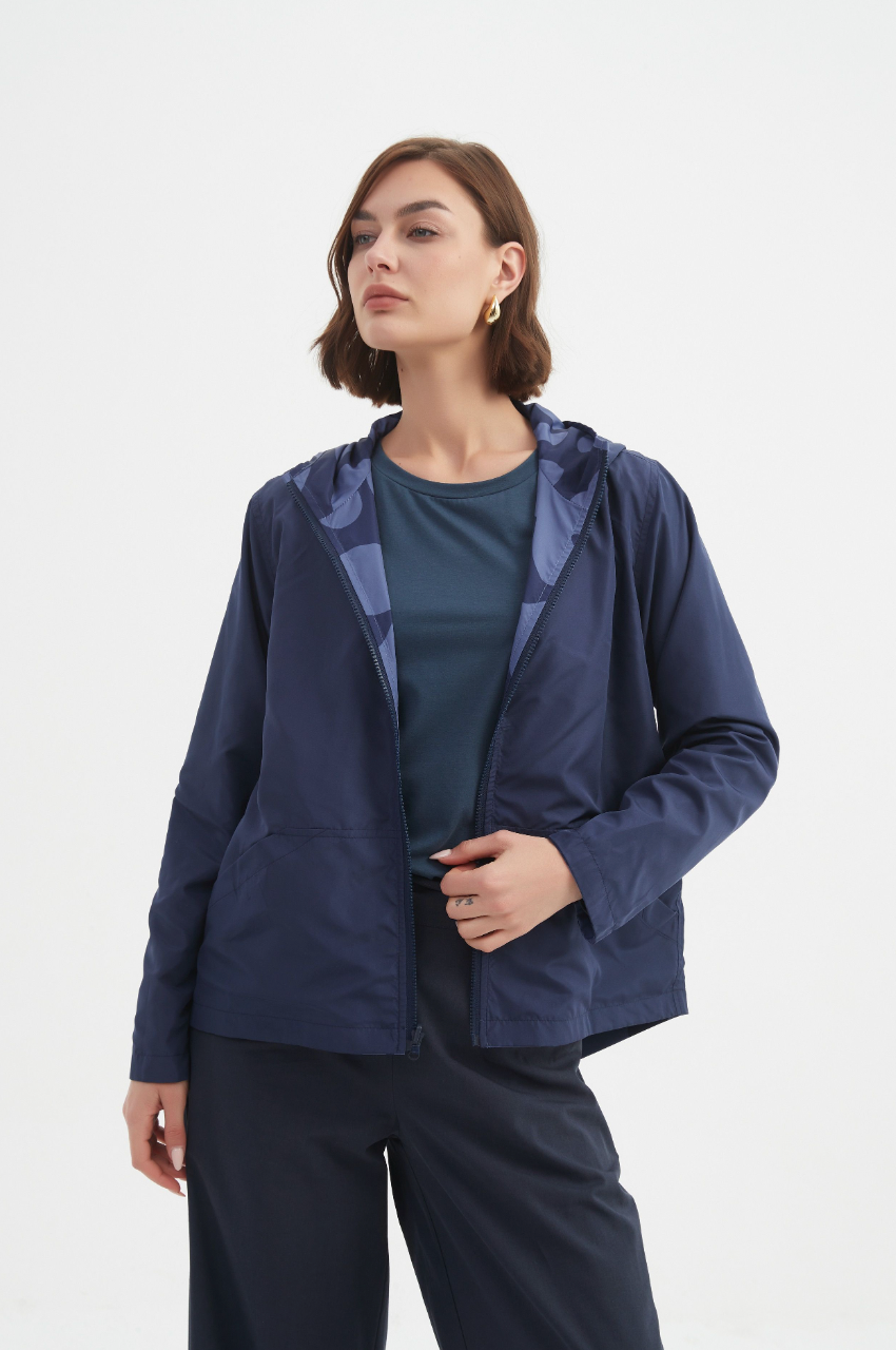 Reversible Print Windbreaker - Blue/Navy Blot Print