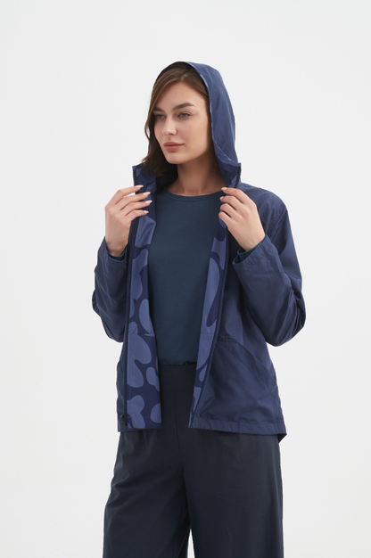 Reversible Print Windbreaker - Blue/Navy Blot Print