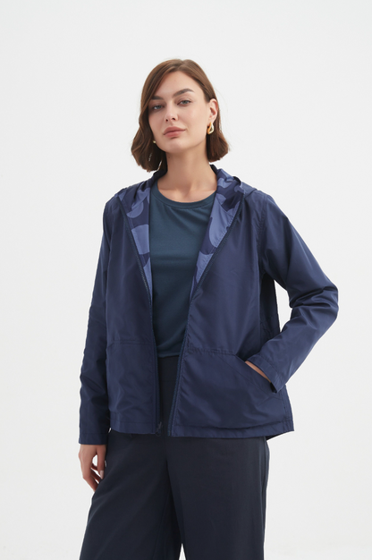 Reversible Print Windbreaker - Blue/Navy Blot Print
