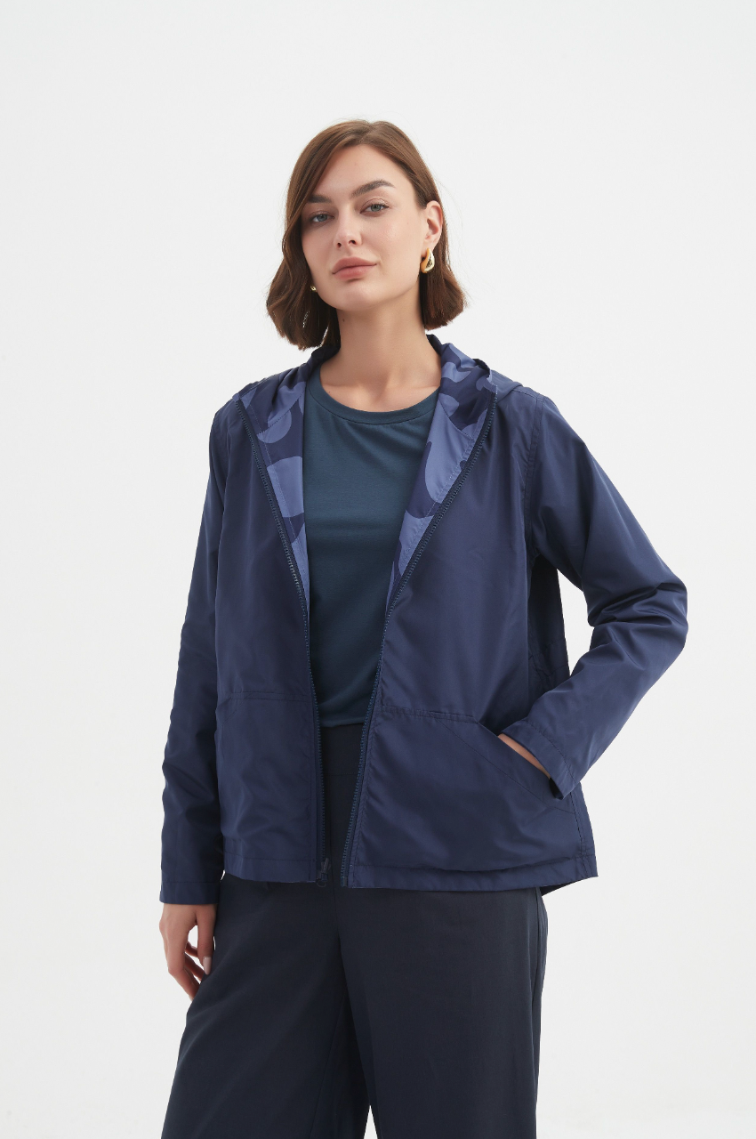 Reversible Print Windbreaker - Blue/Navy Blot Print