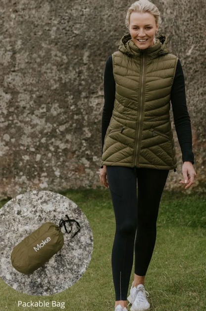 Moke Mary Claire Puffer Vest - Loden Green