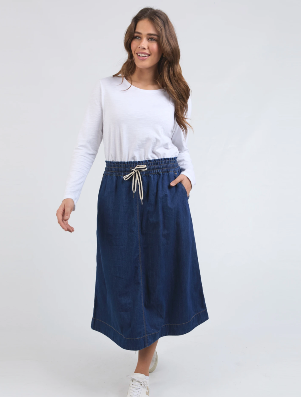 Elm Greta Denim Skirt - Dark Blue