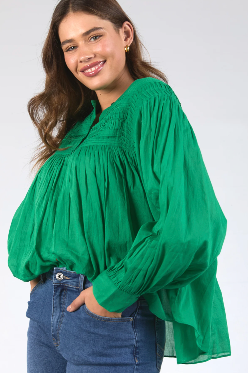 Elm Montana Blouse - Pine Green