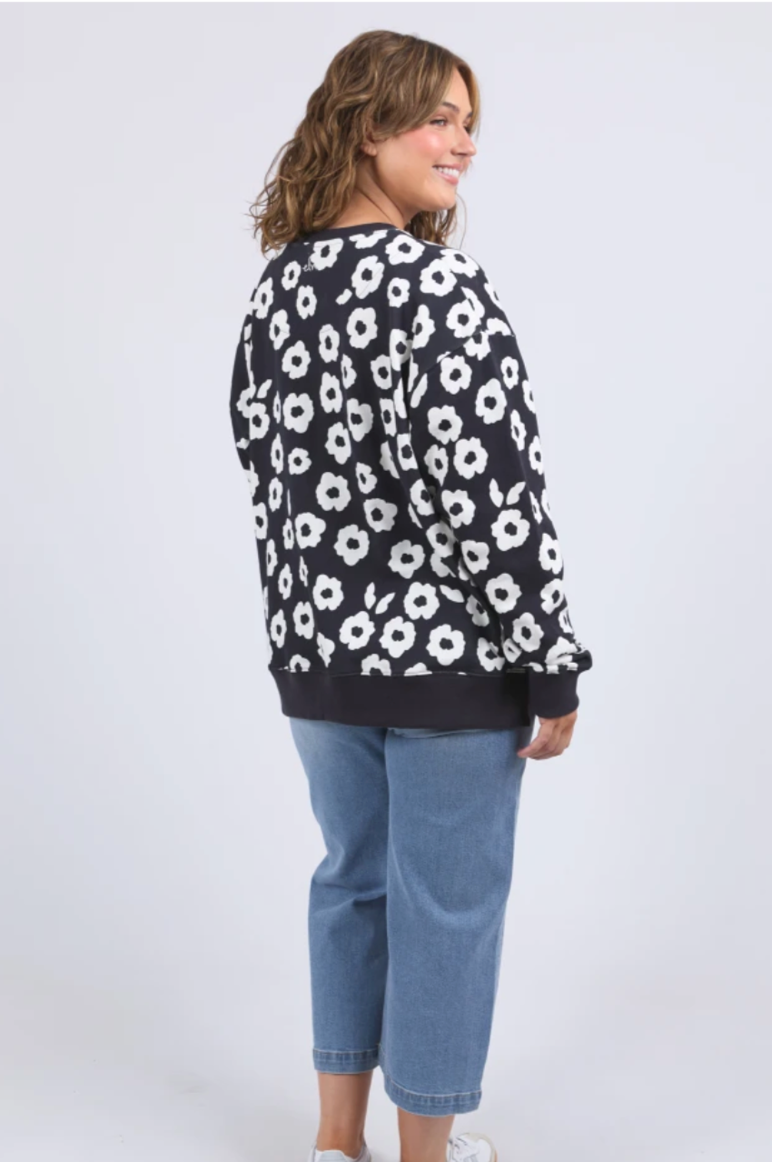 Elm  Azalea Crew - Navy Print