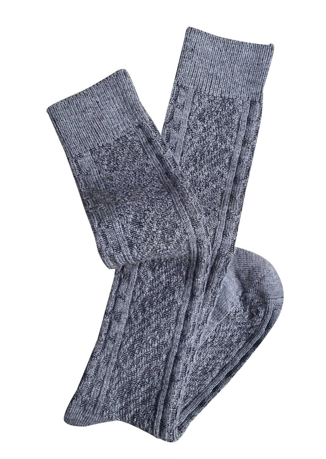 Chunky Cable Merino Socks - Silver