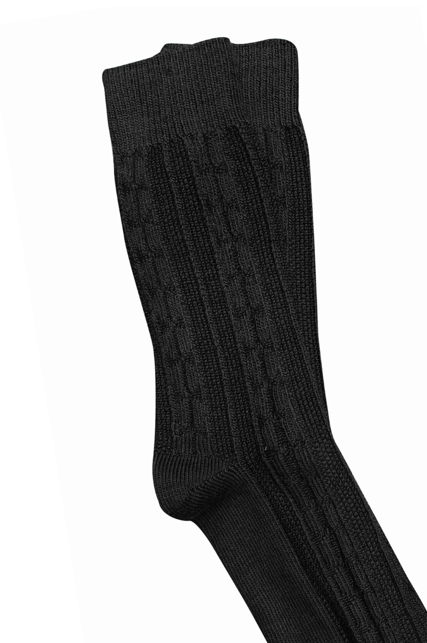 Chunky Cable Merino Socks - Black