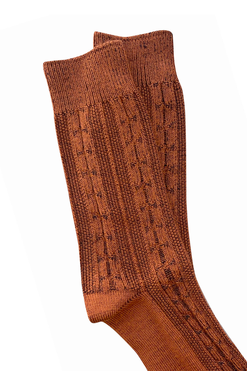 Chunky Cable Merino Socks - Paprika