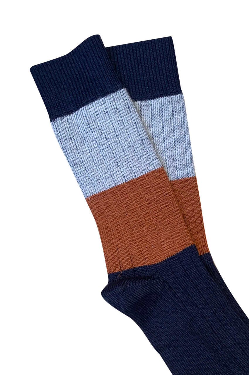 Chunky Rib Wool Socks - Midnight