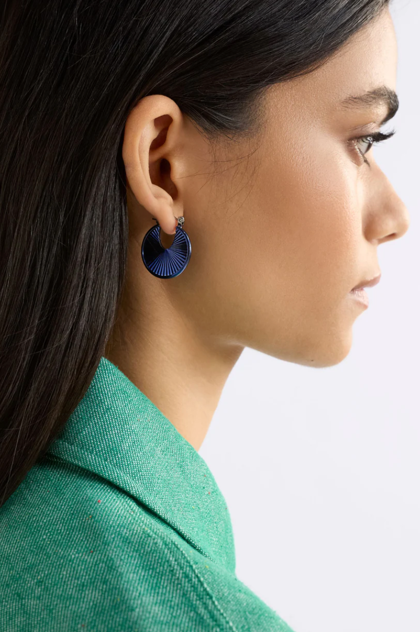 Elk Saku Hoop Earring - Navy
