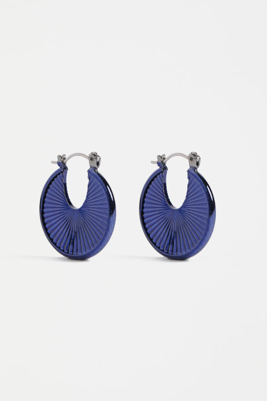 Elk Saku Hoop Earring - Navy